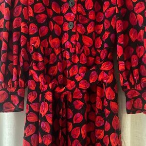 Who What Wear Red and Black Leaf Pattern Kids Dress